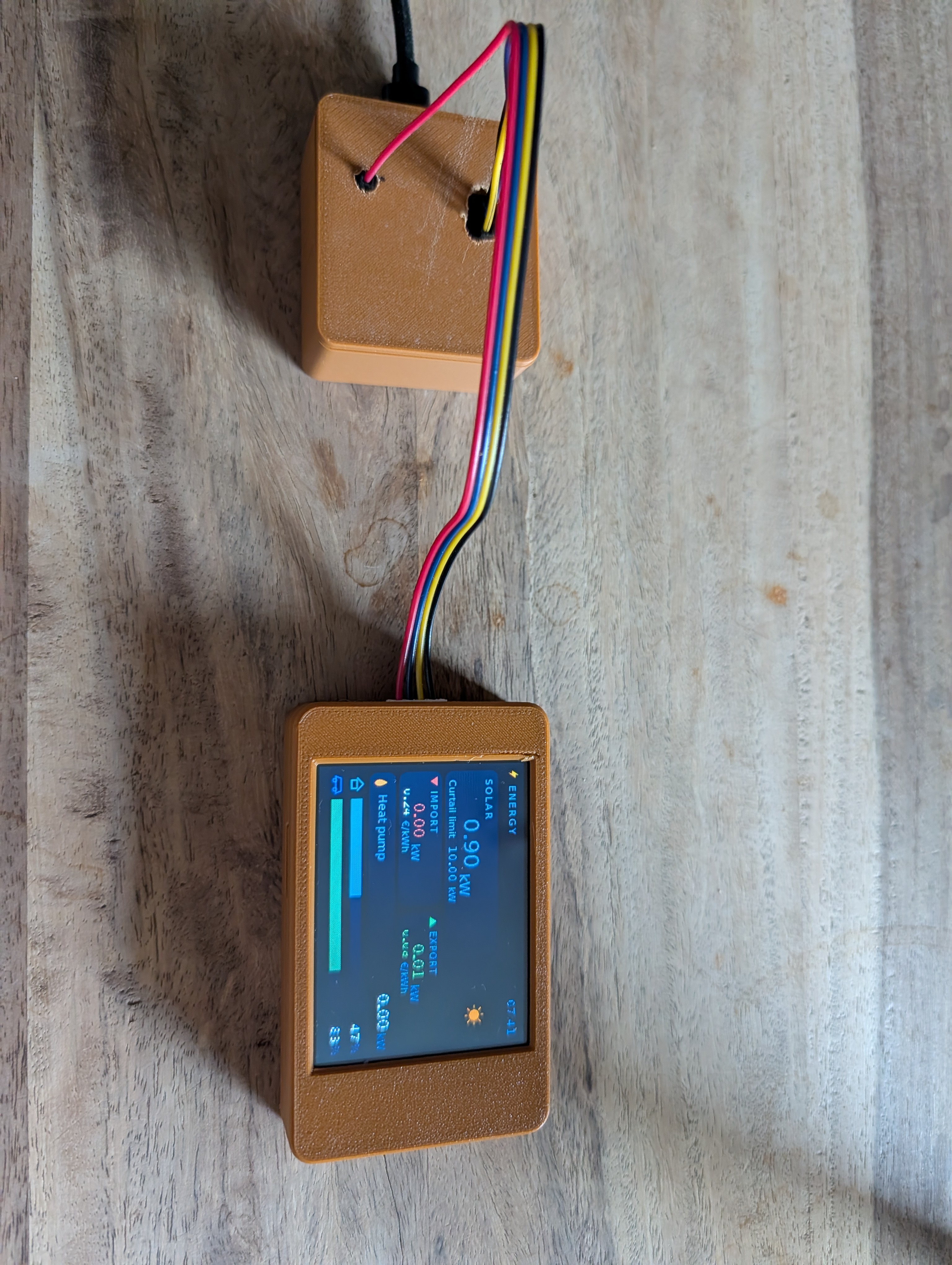 The finished energy dashboard in its 3D-printed case